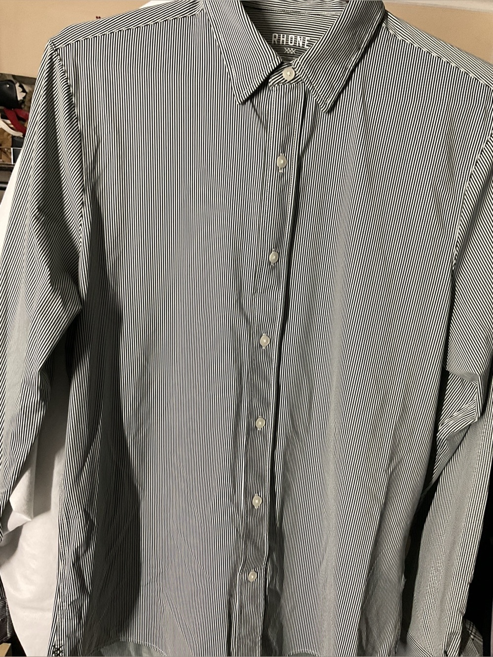 RHONE Men's teal Thin-Striped Dress Shirt